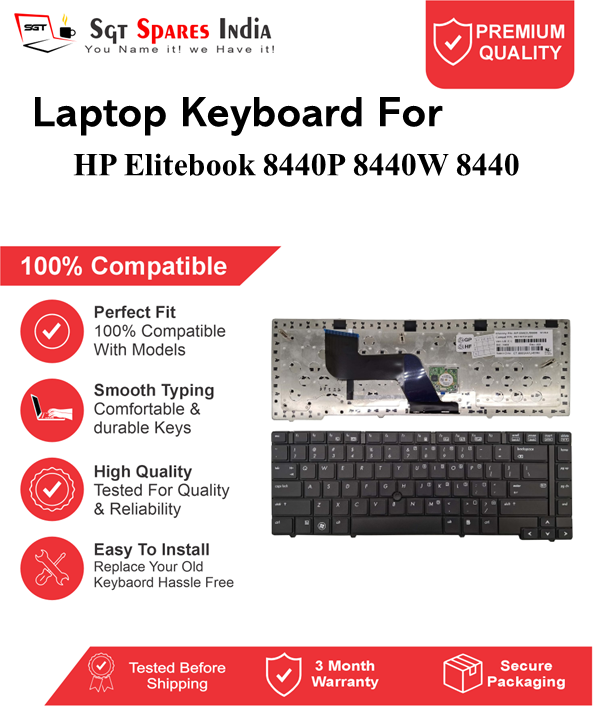 HP Elitebook 8440P 8440W 8440 Black without backlight Laptop Keyboard Compatible Replacement