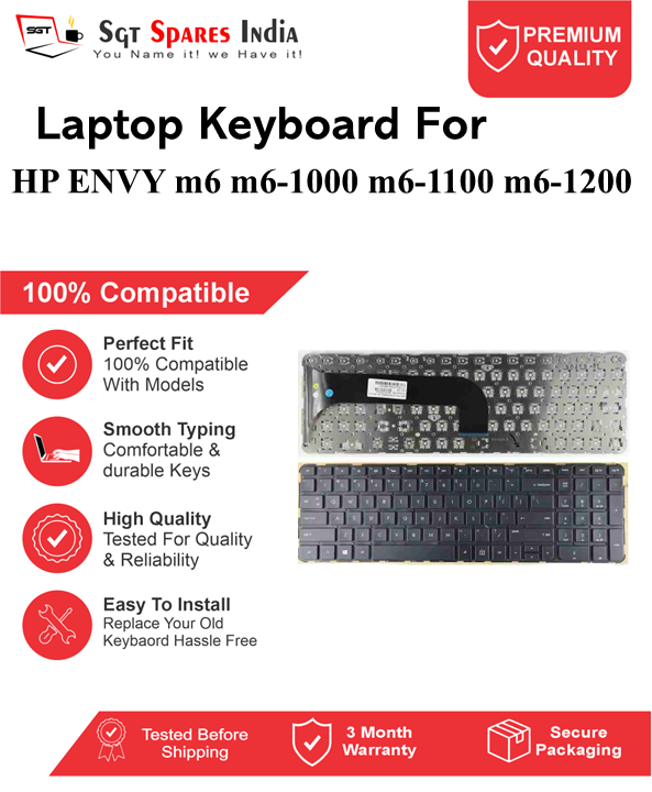 HP ENVY m6 m6-1000 m6-1100 m6-1200 Black without backlight Laptop Keyboard Compatible Replacement
