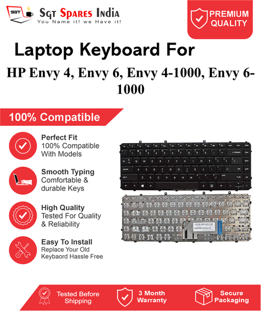HP Envy4, Envy 6, Envy 4-1000, Envy 6-1000 Black without backlight Laptop Keyboard Compatible Replacement