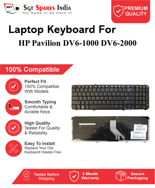 HP Pavilion DV6-1000 DV6-2000 Black without backlight Laptop Keyboard Compatible Replacement