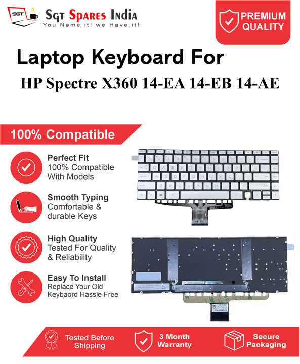 HP Spectre-X360 14-EA 14-EB 14-AE silver With Backlight Laptop Keyboard Compatible Replacement
