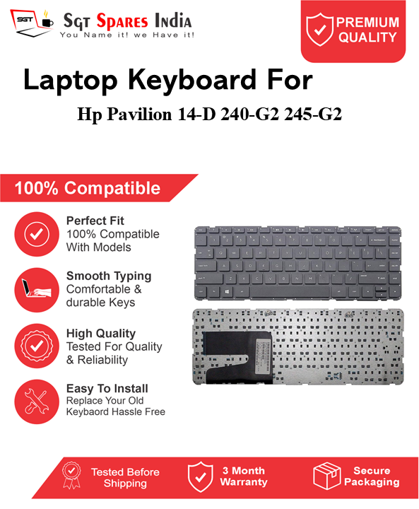 Hp Pavilion 14-D 240-G2 245-G2 Black without backlight Laptop Keyboard Compatible Replacement