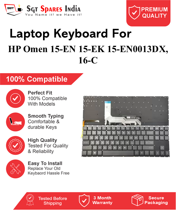 HP Omen 15-EN 15-EK 15-EN0013DX, 16-C Black RGB Backlight Laptop Keyboard Compatible Replacement