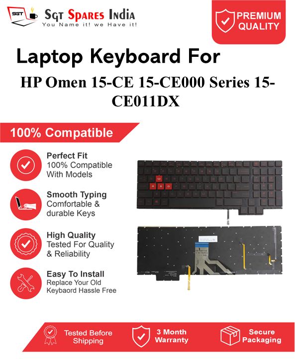HP Omen 15-CE 15-CE000 Series 15-CE011DX Black, Red With Backlight Laptop Keyboard Compatible Replacement