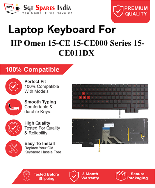 HP Omen 15-CE 15-CE000 Series 15-CE011DX Black, Red With Backlight Laptop Keyboard Compatible Replacement