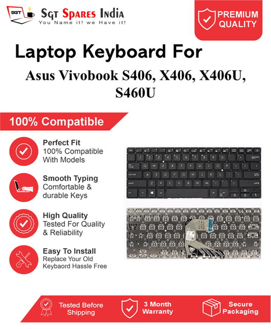 Asus Vivobook S406, X406, X406U, S460U Black without backlight Laptop Keyboard Compatible Replacement