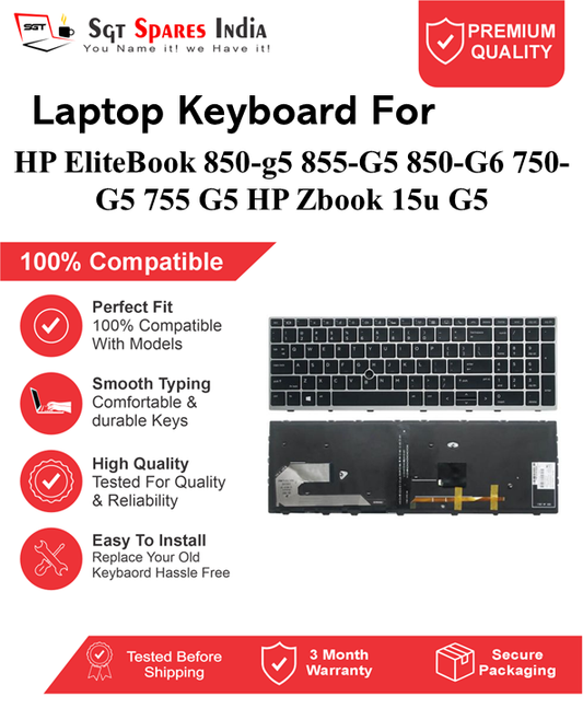 HP EliteBook 850-g5 855-G5 850-G6 750-G5 755 G5 HP Zbook 15u G5 Black With Backlight and Without Backlight Laptop Keyboard Compatible Replacement