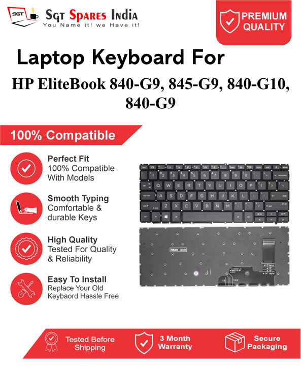HP EliteBook 840-G9, 845-G9, 840-G10, 840-G9 Black With Backlight and Without Backlight Laptop Keyboard Compatible Replacement