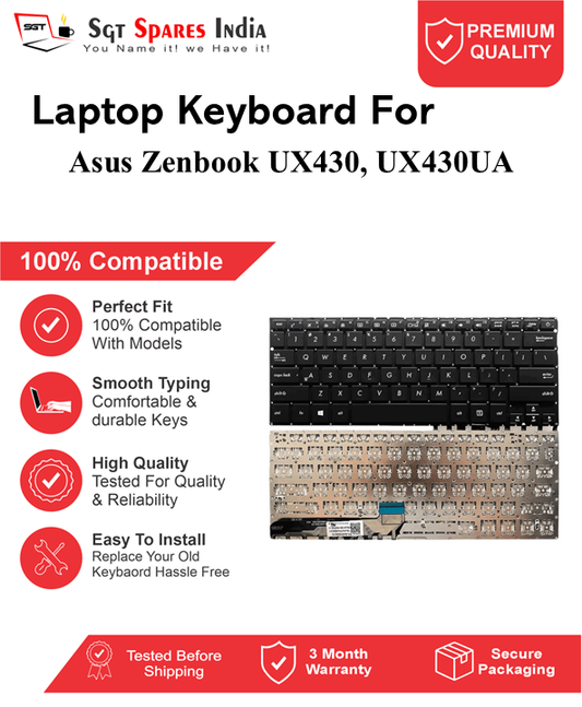 Asus Zenbook UX430, UX430UA Black With Backlight and Without Backlight Laptop Keyboard Compatible Replacement