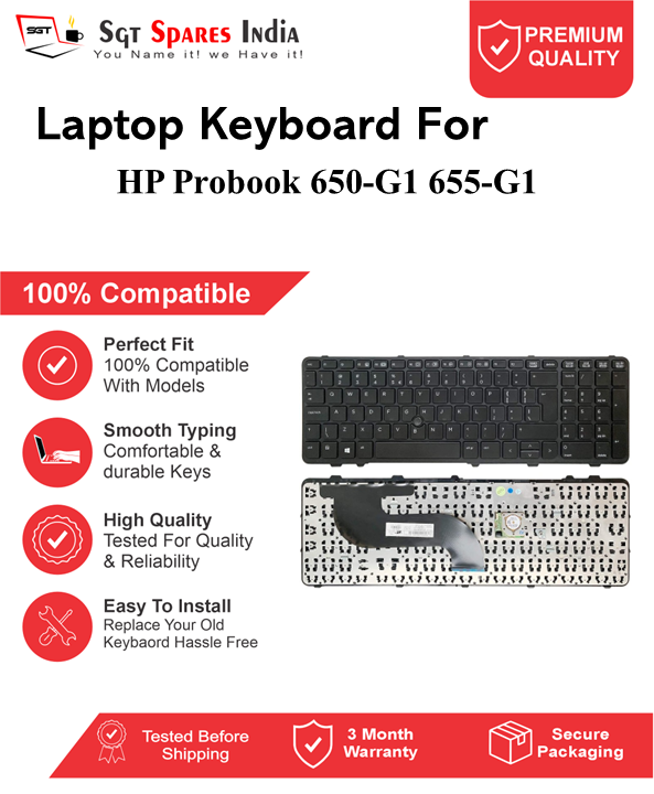 HP Probook 650-G1 655-G1 Black without backlight Laptop Keyboard Compatible Replacement