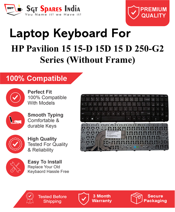 HP Pavilion 15-D 15D 15 D 250-G2 Series (Without Frame) Black without backlight Laptop Keyboard Compatible Replacement