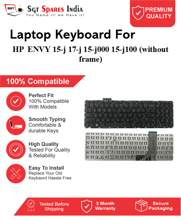 HP  ENVY 15-j 17-j 15-j000 15-j100 (without frame) Black without backlight Laptop Keyboard Compatible Replacement