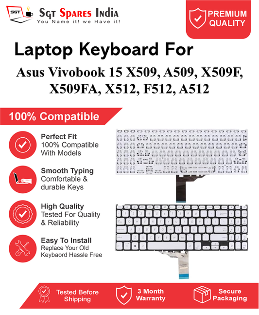Asus Vivobook 15-X509, A509, X509F, X509FA, X512, F512, A512 silver With Backlight and Without Backlight Laptop Keyboard Compatible Replacement