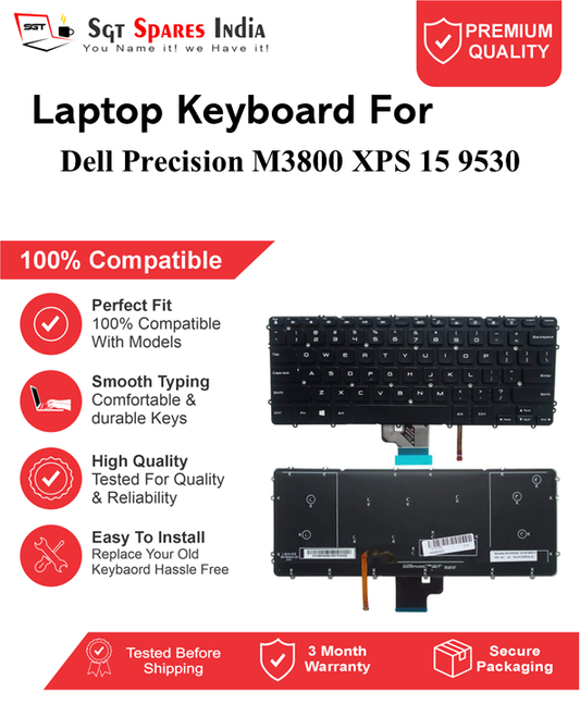Dell Precision M3800 XPS 15 9530 Black With Backlight Laptop Keyboard Compatible Replacement