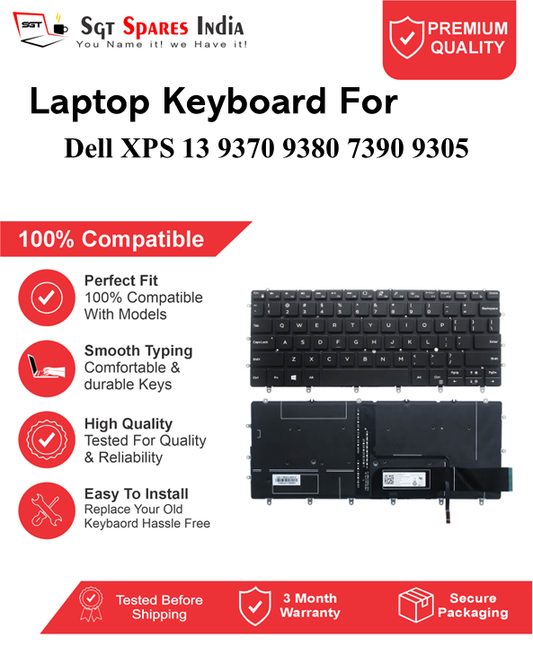 Dell XPS 13 9370 9380 7390 9305 Black With Backlight Laptop Keyboard Compatible Replacement