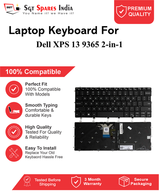 Dell XPS 13 9365 2-in-1 Black With Backlight Laptop Keyboard Compatible Replacement
