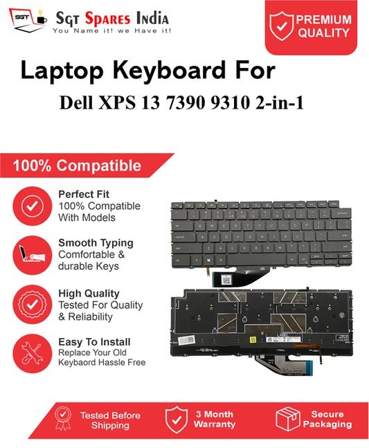 Dell XPS 13 7390 9310 2-in-1 Black With Backlight Laptop Keyboard Compatible Replacement