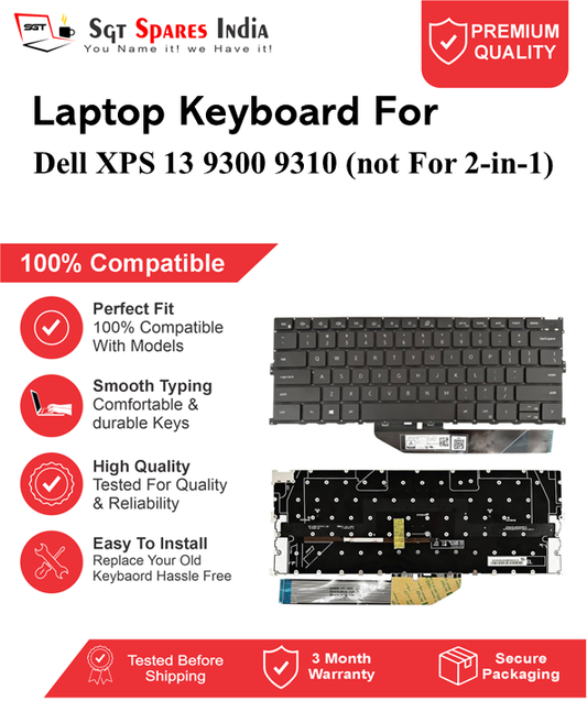 Dell XPS 13 9300 9310 (not For 2-in-1) Black With Backlight Laptop Keyboard Compatible Replacement