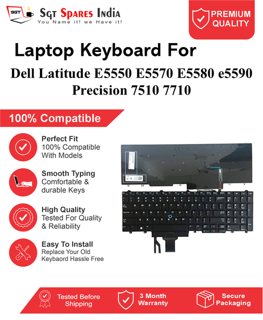 Dell Latitude E5550 E5570 E5580 e5590 Precision 7510 7710 Black With Backlight and Without Backlight Laptop Keyboard Compatible Replacement