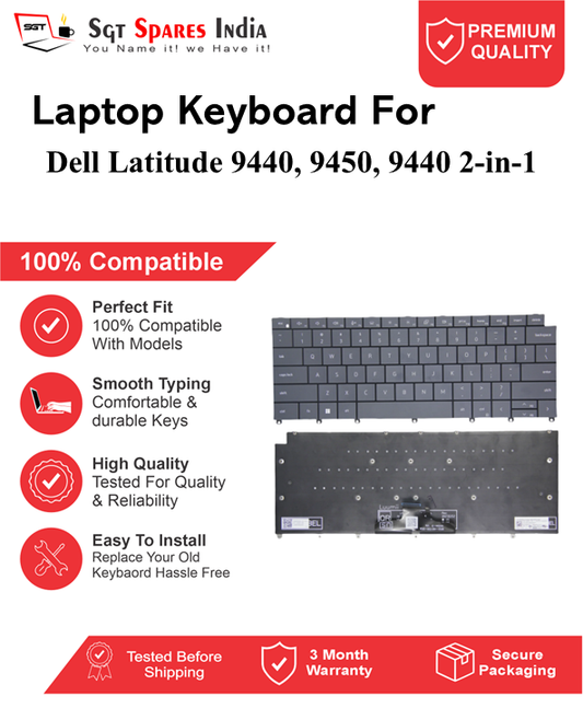 Dell Latitude 9440, 9450, 9440 2-in-1 Black With Backlight Laptop Keyboard Compatible Replacement