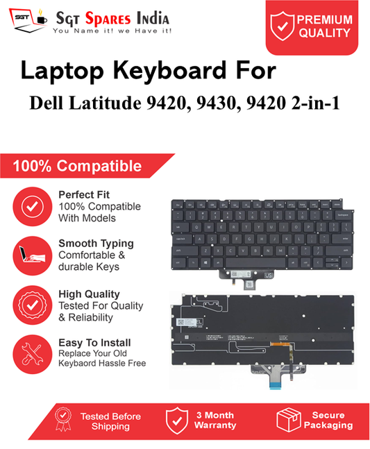 Dell Latitude 9420, 9430, 9420 2-in-1 Black With Backlight Laptop Keyboard Compatible Replacement