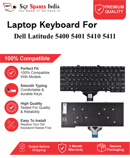 Dell Latitude 5400 5401 5410 5411 Black With Backlight and Without Backlight Laptop Keyboard Compatible Replacement