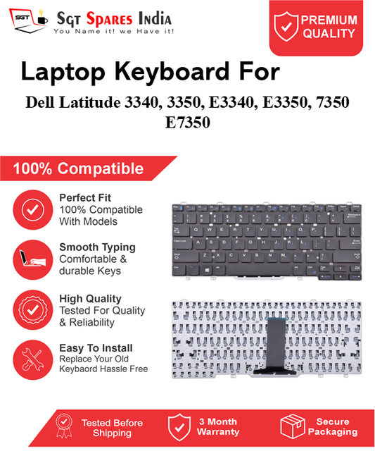 Dell Latitude 3340, 3350, E3340, E3350, 7350 E7350 Black With Backlight and Without Backlight Laptop Keyboard Compatible Replacement