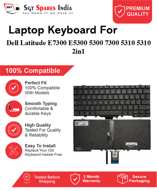 Dell Latitude E7300 E5300 5300 7300 5310 5310 2in1 Black With Backlight and Without Backlight Laptop Keyboard Compatible Replacement