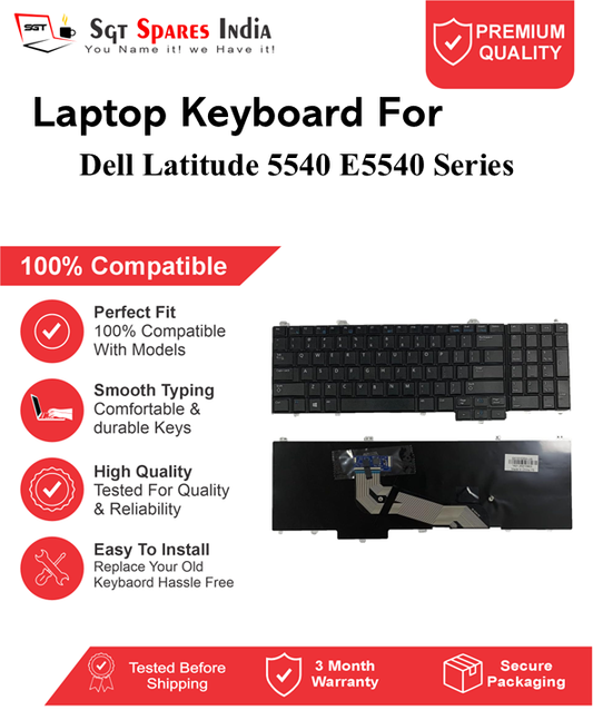 Dell Latitude 5540 E5540 Series Black without backlight Laptop Keyboard Compatible Replacement