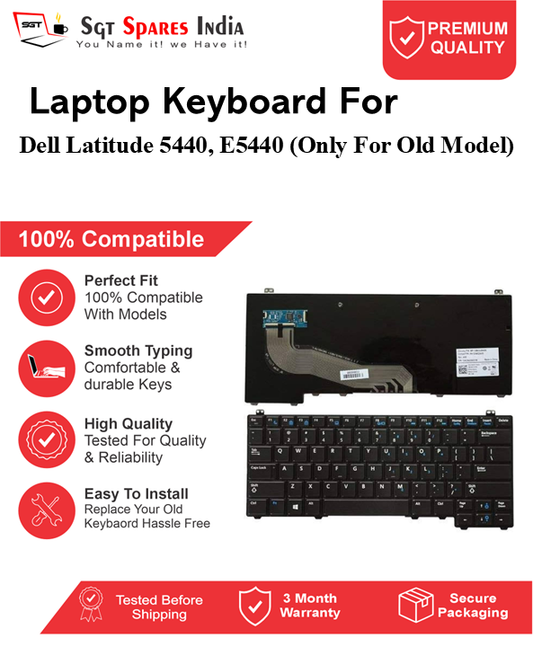 Dell Latitude 5440, E5440 (Only For Old Model) Black without backlight Laptop Keyboard Compatible Replacement