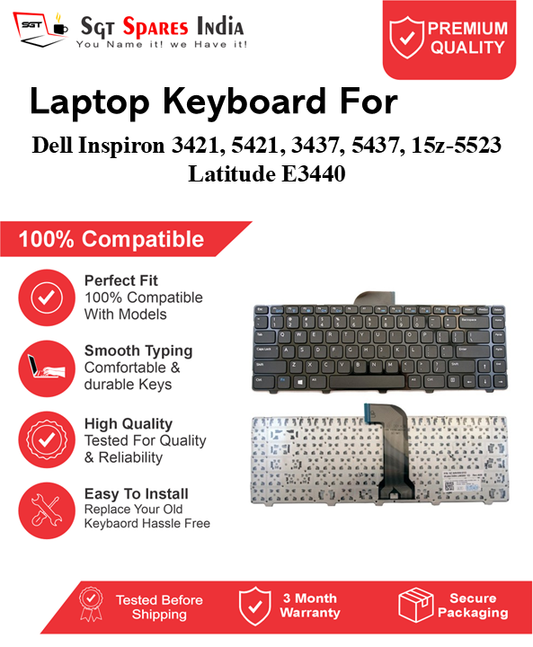 Dell Inspiron 3421, 5421, 3437, 5437, 15z-5523 Latitude E3440 Black without backlight Laptop Keyboard Compatible Replacement