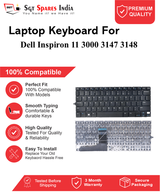 Dell Inspiron 11 3000 3147 3148 Black With Backlight and Without Backlight Laptop Keyboard Compatible Replacement