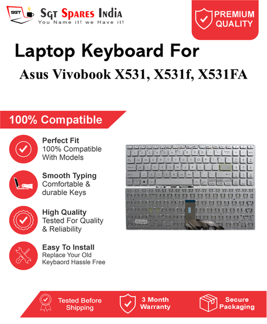 Asus Vivobook X531, X531f, X531FA silver With Backlight and Without Backlight Laptop Keyboard Compatible Replacement