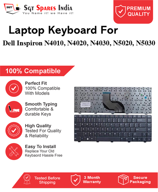 Dell Inspiron N4010, N4020, N4030, N5020, N5030 Black without backlight Laptop Keyboard Compatible Replacement