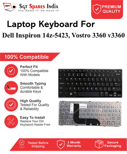 Dell Inspiron 14z-5423, Vostro 3360 v3360 Black without backlight Laptop Keyboard Compatible Replacement