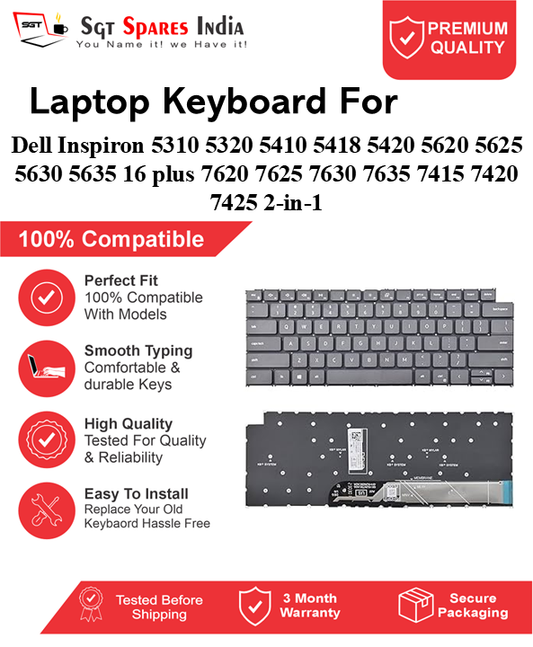 Dell Inspiron 5310 5320 5410 5418 5420 5620 5625 5630 5635 16 plus 7620 7625 7630 7635 7415 7420 7425 2-in-1 Black With Backlight and Without Backlight Laptop Keyboard Compatible Replacement