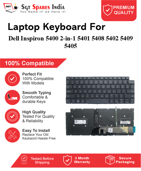Dell Inspiron 5400 2-in-1 5401 5408 5402 5409 5405 Black With Backlight and Without Backlight Laptop Keyboard Compatible Replacement