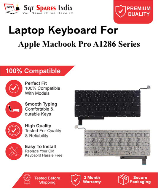 Apple Macbook Pro A1286 Series Black Laptop Keyboard Compatible Replacement