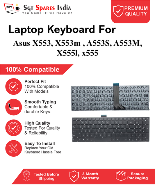 Asus Vivobook X553, X553m , A553S, A553M, X555l, x555 Black without backlight Laptop Keyboard Compatible Replacement