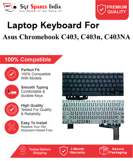 Asus Chromebook C403, C403n, C403NA Black With Backlight and Without Backlight Laptop Keyboard Compatible Replacement