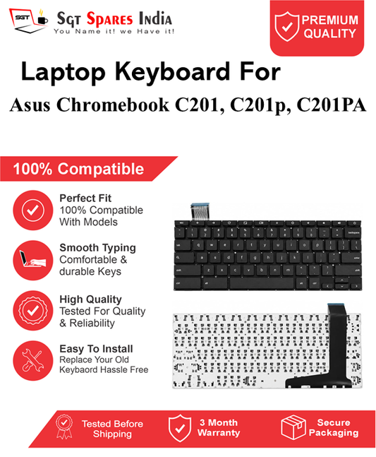 Asus Chromebook C201, C201p, C201PA Black With Backlight and Without Backlight Laptop Keyboard Compatible Replacement