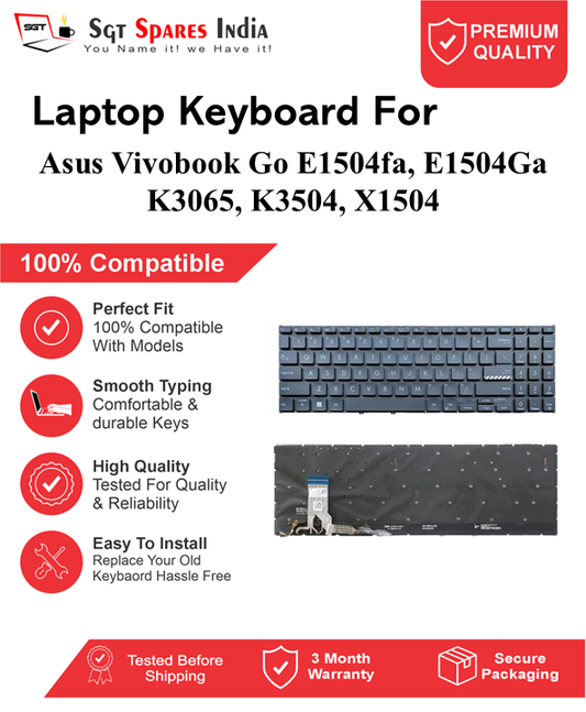 Asus Vivobook Go E1504fa, E1504Ga K3065, K3504, X1504 Black With Backlight and Without Backlight Laptop Keyboard Compatible Replacement