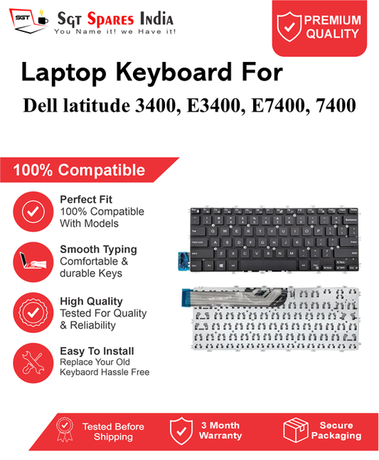Dell latitude 3400, E3400, E7400, 7400 Black With Backlight and Without Backlight Laptop Keyboard Compatible Replacement