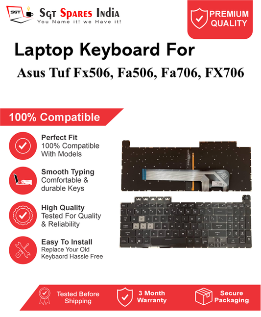Asus Tuf Fx506, Fa506, Fa706, FX706 Black RGB Backlight Laptop Keyboard Compatible Replacement