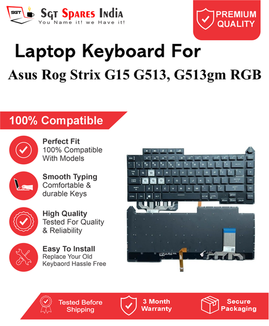 Asus Rog Strix G15 G513, G513gm RGB Black RGB Backlight Laptop Keyboard Compatible Replacement