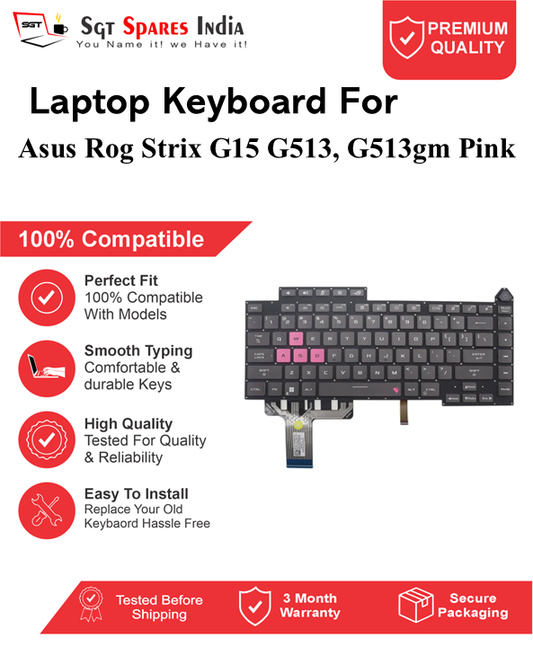 Asus Rog Strix G15 G513, G513gm Pink Pink Key RGB Backlight Laptop Keyboard Compatible Replacement