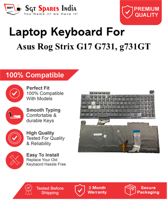 Asus Rog Strix G17 G731, g731GT Black RGB Backlight Laptop Keyboard Compatible Replacement