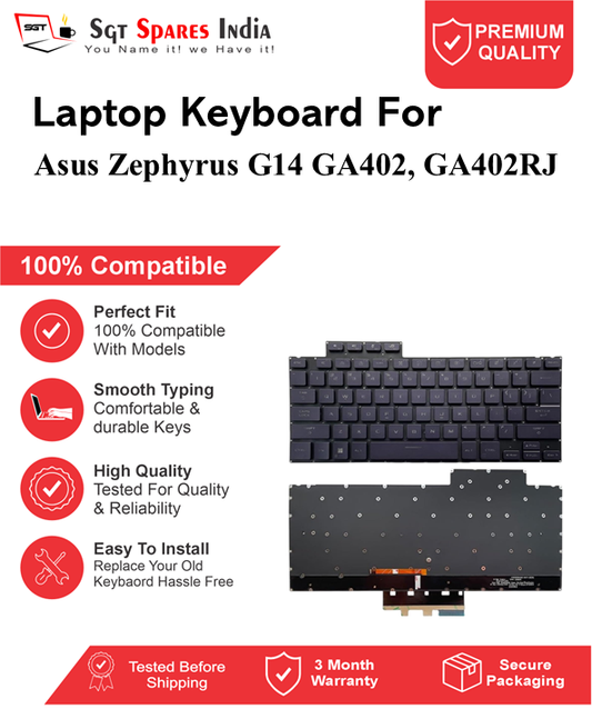 Asus Zephyrus G14 GA402, GA402RJ Black RGB Backlight Laptop Keyboard Compatible Replacement