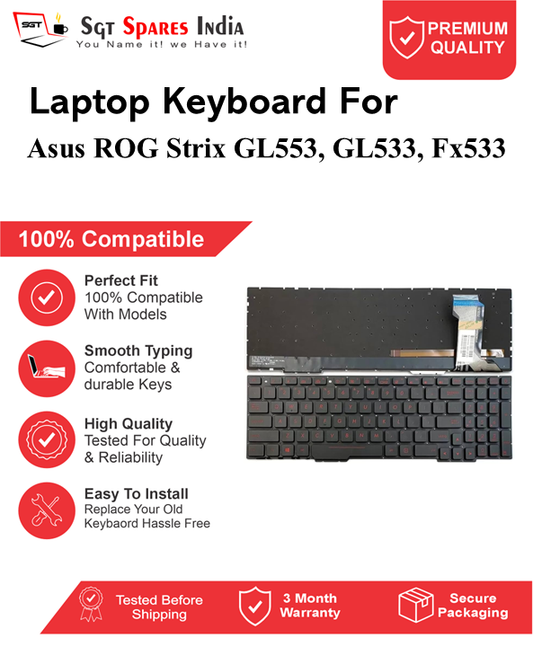 Asus ROG Strix GL553, GL533, Fx533 Black RGB Backlight Laptop Keyboard Compatible Replacement