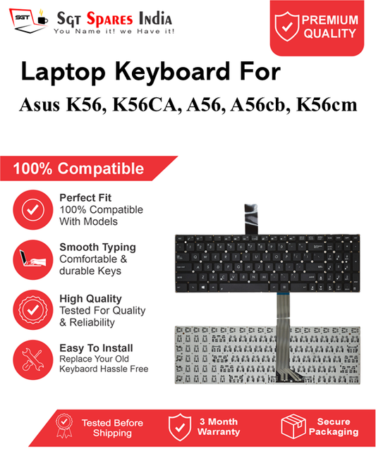 Asus K56, K56CA, A56, A56cb, K56cm Black without backlight Laptop Keyboard Compatible Replacement